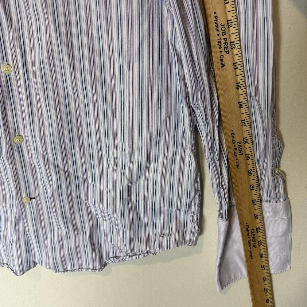Banana Republic Dress Shirt Mens Medium 15.5 Blue Stripe‎ Slim Fit Button Down
